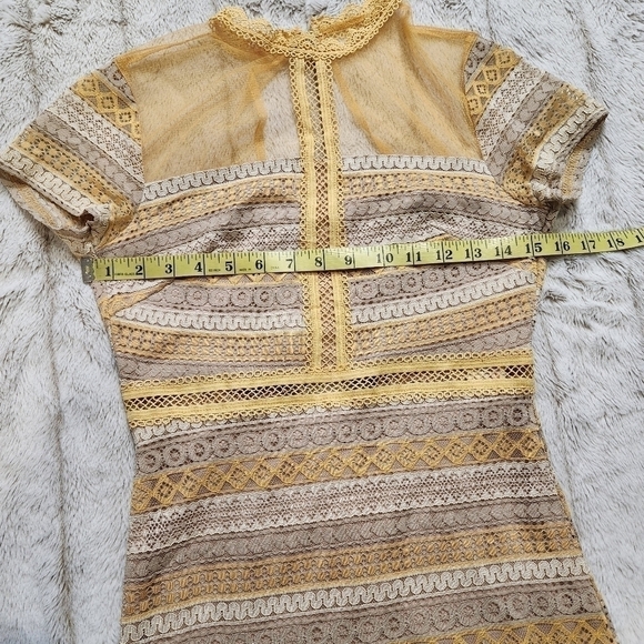 SIZE XS Mini dress high neckline lace dress short sleeve FRANCESCA'S NWT - Picture 8 of 16